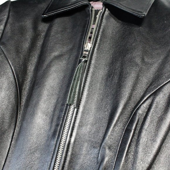 EXPRESS Women’s Black Leather Zip Jacket Size 6 | Motorcycle | Biker | Coat - Picture 3 of 8